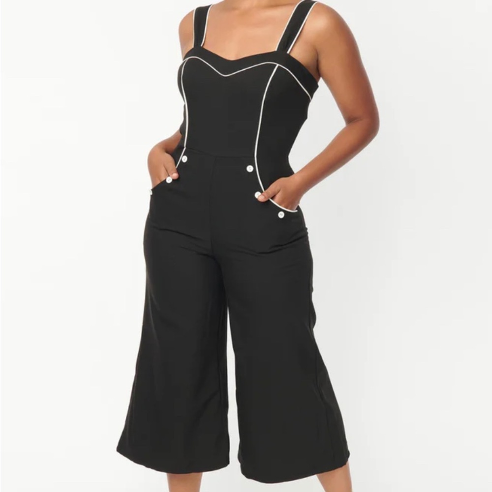 Unique Vintage Black Nautical Retro Ready Jumpsuit